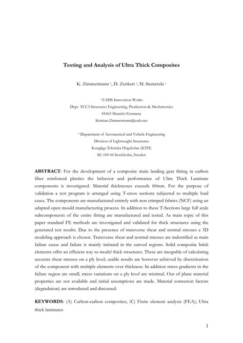 testing and analysis of ultra thick composites|Testing and analysis of ultra thick composites .